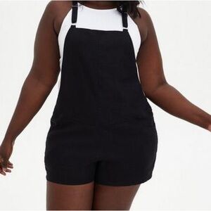 Torrid 3.5 inch Stretch Linen Shortall | Size 6